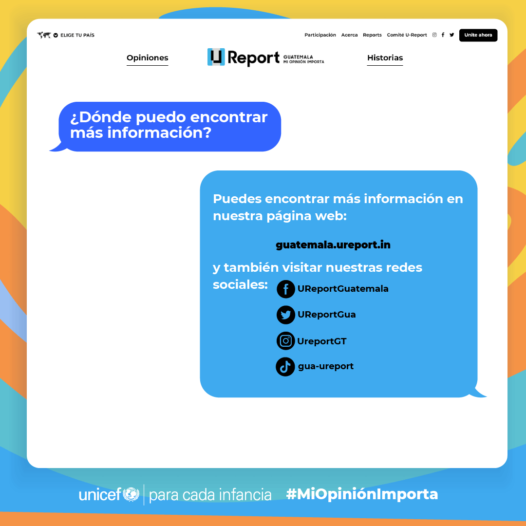 Información de contacto de UReport Guatemala